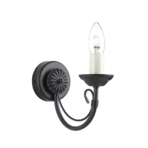Image of Wall Light Gothic Style Wire Bound Arm Ivory Candle Black LED E14 60W