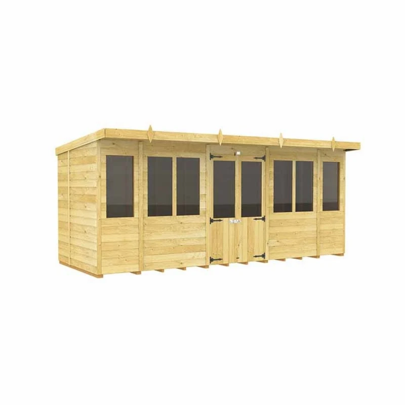 Image of Buttercup Farm 16ft x 5ft Pent Summer House - Wood - L147 x W474 x H201cm in Brown Brown Unisex