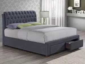 Image of Birlea Valentino 4ft6 Double Charcoal Upholstered Fabric 2 Drawer Bed Frame