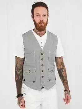 Image of Joe Browns Terrific Tick Stripe Waistcoat - Blue Size 40, Men