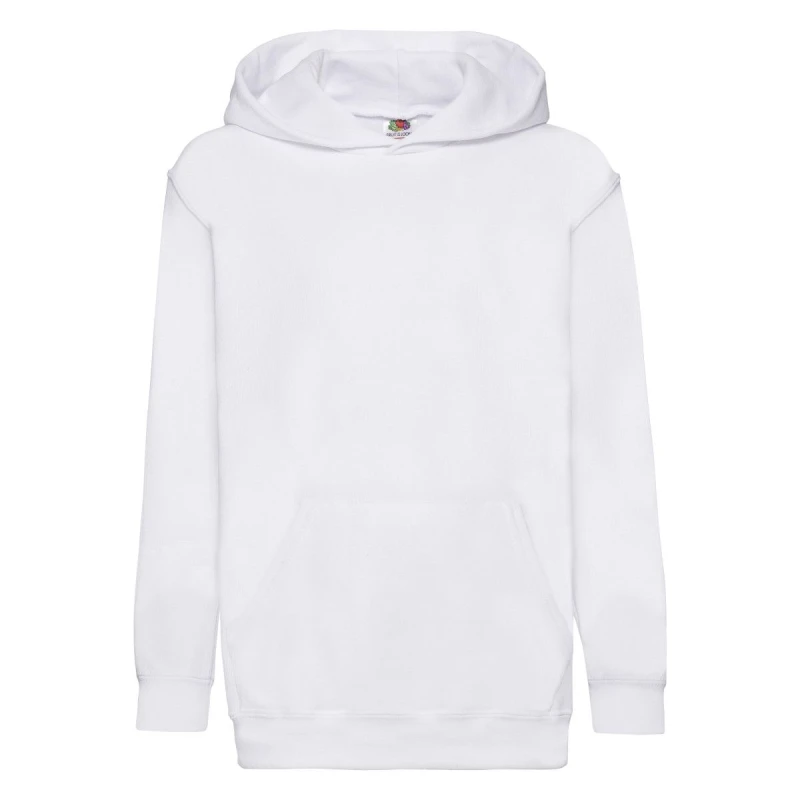 Image of Fruit of the Loom Hooded Sweatshirt Hoodie in White Size: 12-13 Years White Unisex 12-13 Years