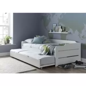 image of Copella Guest Bed White With Trundle With Spring Mattresses