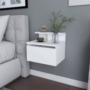 Image of Decorotika - Alice Floating Nightstand Bedside Table Wall Mounted with Drawer (White)