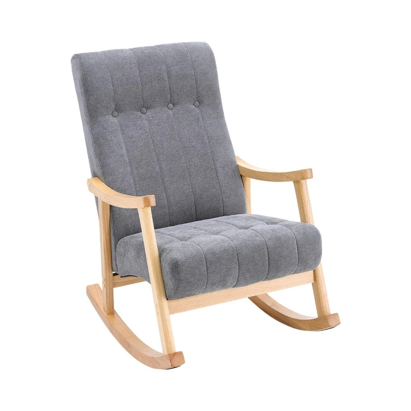Image of Kabinet UK Velvet Tufted Rocking Chair Dark Grey Brown unisex One size