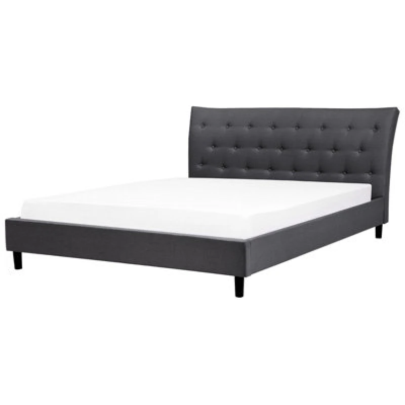 Image of Beliani Bed Fabric Saverne 180 X 200 Cm (Eu Super King) Dark Grey