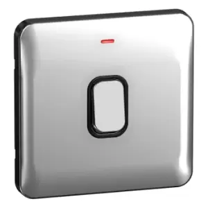 Image of Schneider LSD 20AX Double Pole Switch LED Indicator Black Insert Polished Chrome - GGBL2011BPC