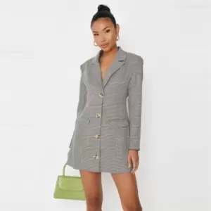 Missguided Shldr Blazer Dress Heritage Check - Brown