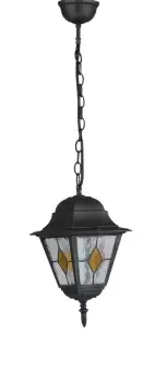 image of PISA Outdoor Pendant Ceiling Light Black, Gold, IP44 18.5cm