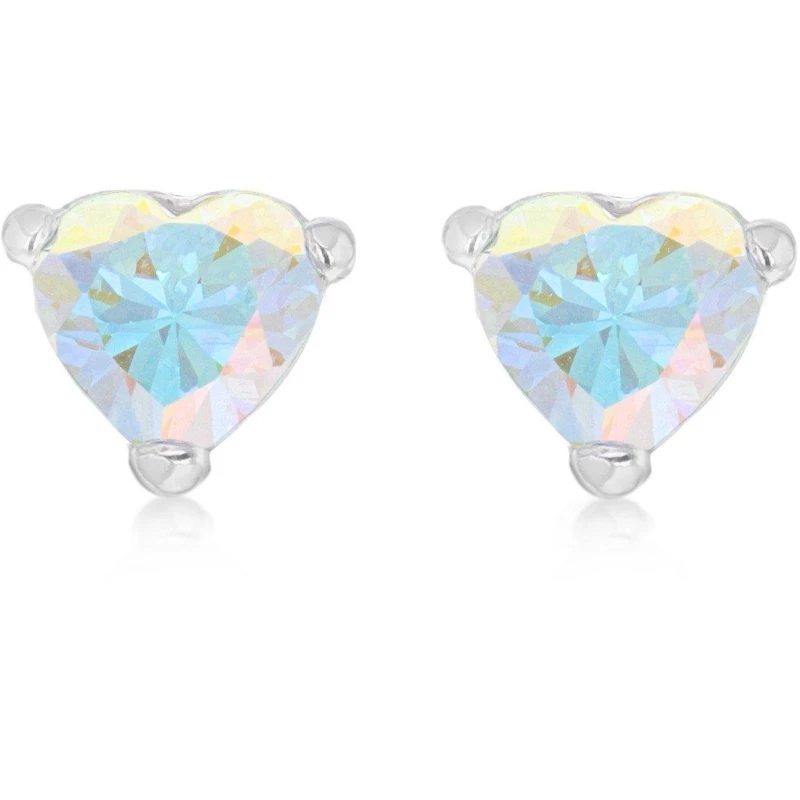 Image of Be You Sterling Silver CZ Heart Studs Silver One Size