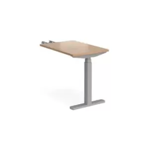 image of Height Adjustable Desk Rectangular Desk With Return 600mm Beech Tops With Silver Frames Elev8 Touch