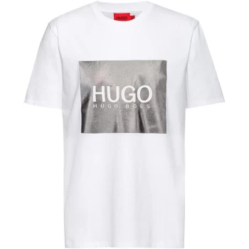 Image of Hugo Boss Dolive Metallic Logo T-Shirt White Size L Men