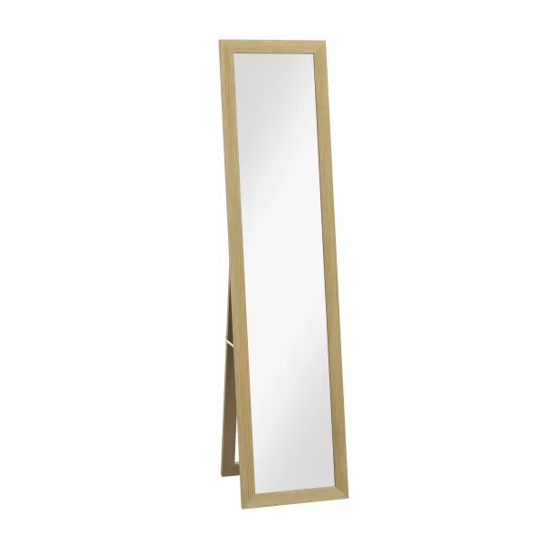Image of HOMCOM Rustic Full Length Mirror, Hanging and Freestanding Floor Mirror, Farmhouse Decorative Wall Mirror, for Living Room, Bedroom, 155 cm, Natural