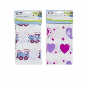 Image of First Steps No Mess Easy Clean Toddler Under Chair Floor Mat - Blue Trains