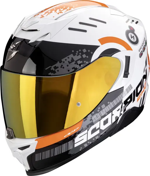 image of Scorpion EXO-520 Evo Air Titan White-Orange Full Face Helmet 2XL