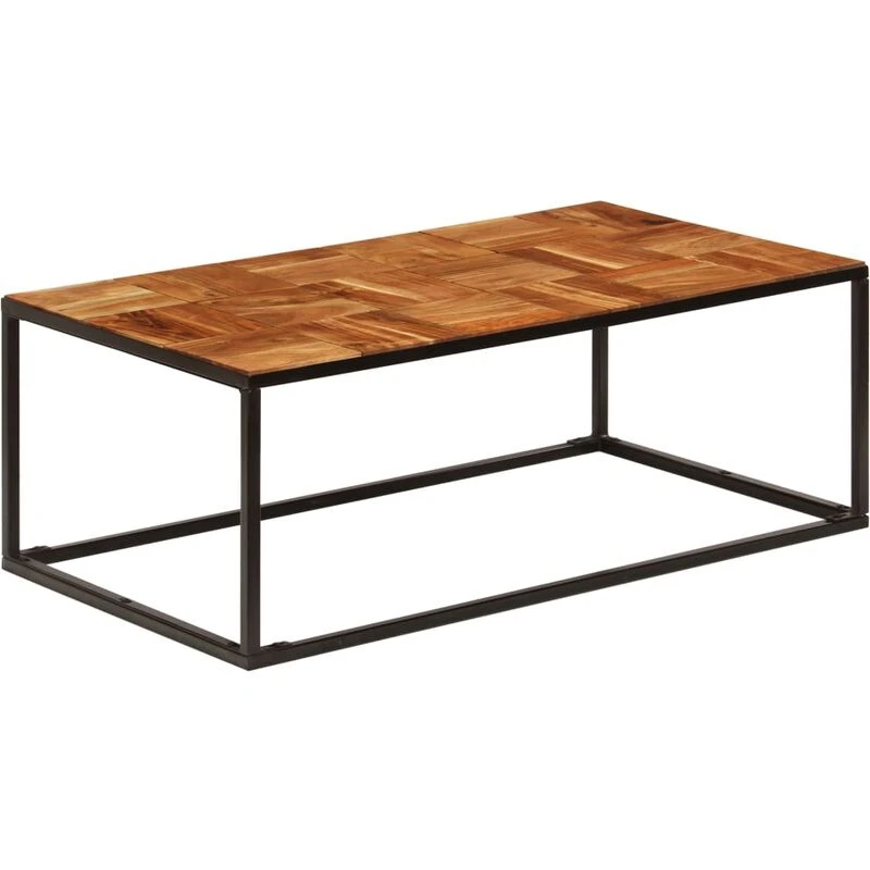 Image of vidaXL Coffee Table Solid Acacia Wood and Steel Industrial Living Room Stand