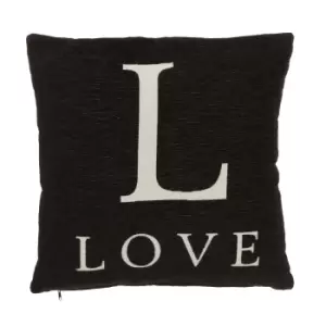 image of "Love" Black Filled Cushion 45x45cm