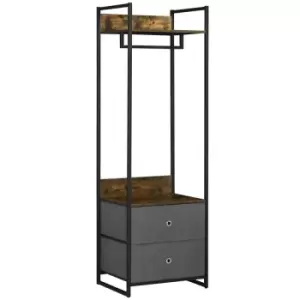 Image of HOMCOM Clothes Rail Metal Coat Stand Garment Rack With 2 Fabric Storage Drawer