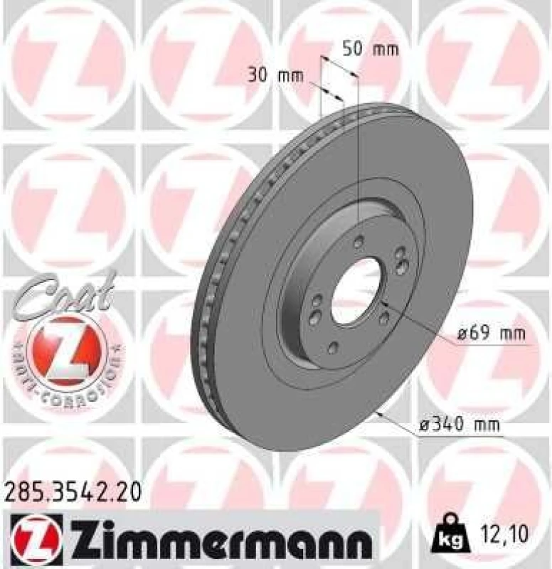 Image of ZIMMERMANN Brake disc ZIMMERMANN 285.3542.20