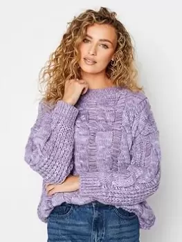 image of Long Tall Sally Lilac Long Sleeve Knitted Jumper, Purple, Size 10-12, Women