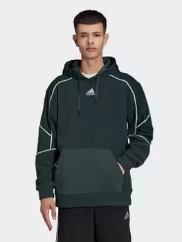 Image of adidas Q4 Fleece Hoodie, Green, Size S, Men