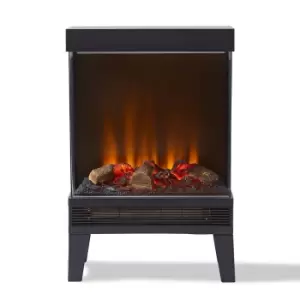 Image of Warmlite 2KW Moray Log Stove Fire With Panoramic Window - Grey