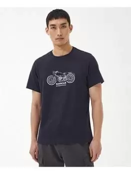 Image of Barbour International Gear Motorcycle Graphic T-Shirt - Navy, Size L, Men