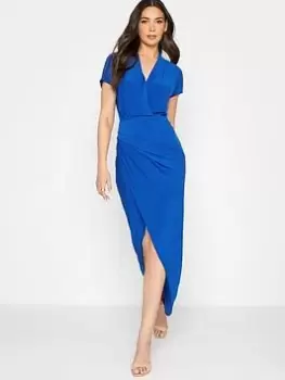 image of Long Tall Sally Cobalt Ity Wrap Dress, Blue, Size 12, Women