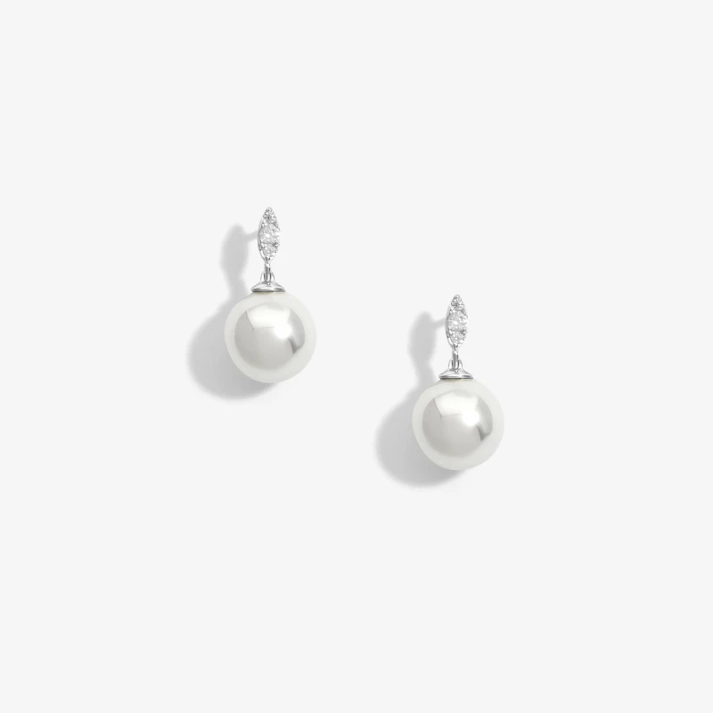 Image of Simply Silver Sterling Silver 925 Cubic Zirconia Linear Navette Drop Earrings Silver