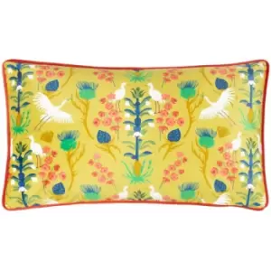 Image of Kate Merritt Herons Wildlife Print Piped Edge Cushion Cover, Ochre, 30 x 50 Cm