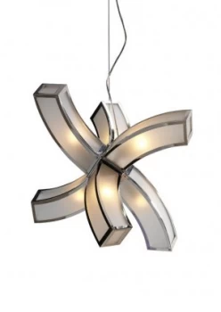 image of E27 Ceiling Pendant 6 arms 6 Light E27, Polished Chrome, White Acrylic