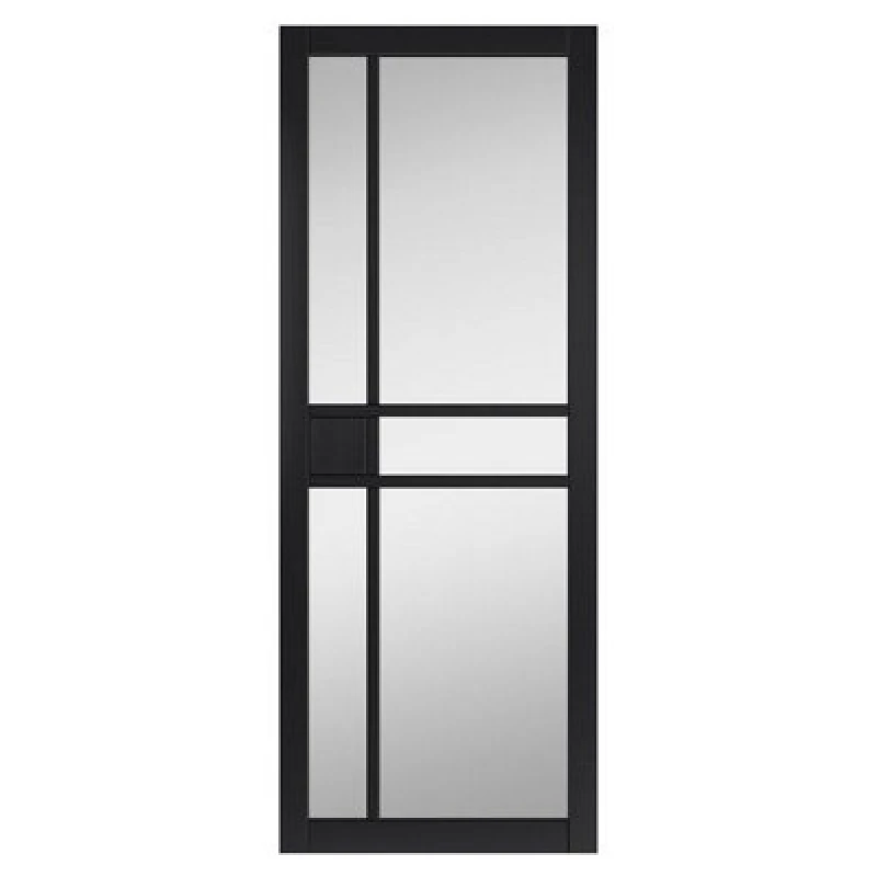 Image of JB Kind City Clear Glass Internal Door 35 x 1981 x 610mm in Black Mdf UCIT20GBL