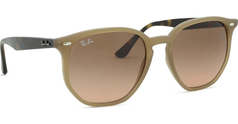 Image of Ray-Ban Ray-Ban Round Polished Turtledove Pink Gradient Grey RB4306 in Beige Beige One Size Unisex 8056262314647