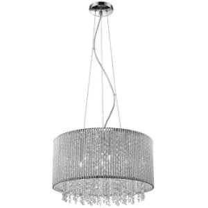 Image of Italux Lighting - Italux Anabella - Modern Hanging Pendant Silver 7 Light with Anodized Aluminum, Chocolate Shade, G9