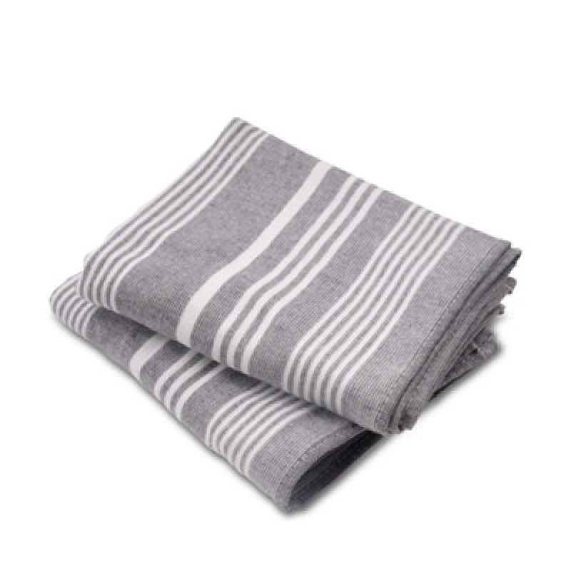Image of Cuisinart Grey 2 Pack 'Fouta' Stripe Print Professional Antimicrobial Tea Towel Grey