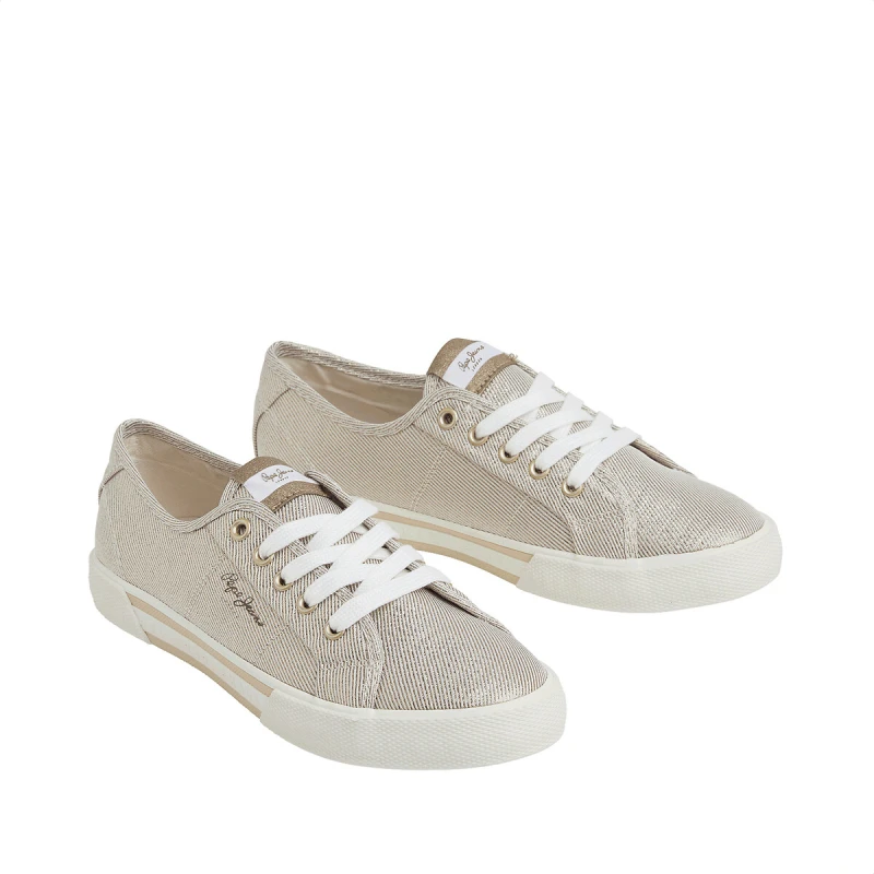 Image of Pepe Jeans Brady Canvas Trainers Gold-Coloured Polyester 37 (4)