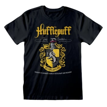 Image of Harry Potter - Hufflepuff Crest Unisex Large T-Shirt - Black