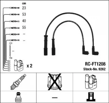 Image of NGK RC-FT1208 Ignition Lead Set NTK Inductive Resistor 4 Circuit