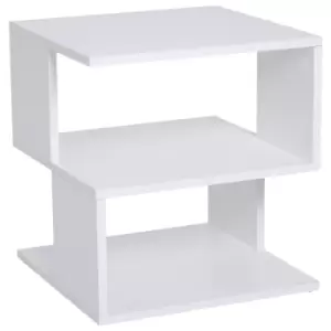 Image of Homcom Modern Square 2 Tier Wood Side Table Shelf Rack White