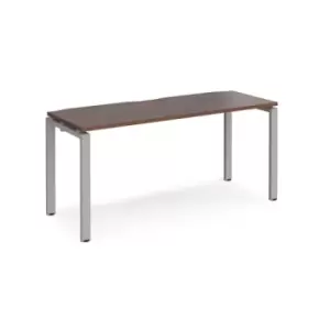 image of Bench Desk Single Person Starter Rectangular Desk 1600mm Walnut Tops With Silver Frames 600mm Depth Adapt