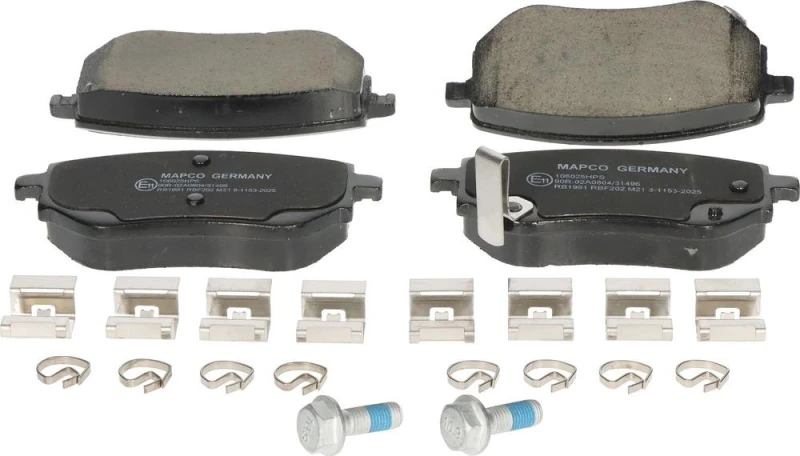 Image of MAPCO 106025HPS Brake pad set Rear Axle, with acoustic wear warning, with accessories, with brake caliper screws Brake Pad Set,disc brake (402)