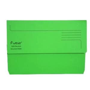 Image of Exacompta Forever Document Wallet Manilla Foolscap Bright Green Pack