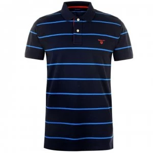 Gant Gant Stripe Short Sleeve Polo Shirt - Navy 433