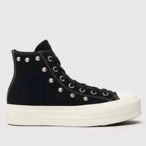 image of Converse Black & Gold All Star Lift Studded Trainers