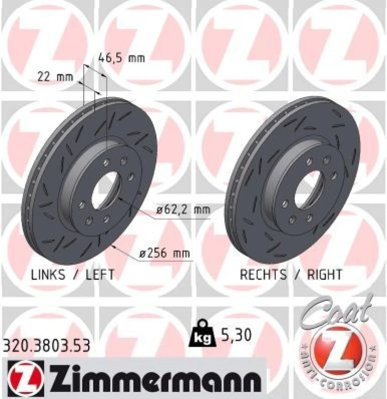 Image of ZIMMERMANN Brake disc ZIMMERMANN 320.3803.53