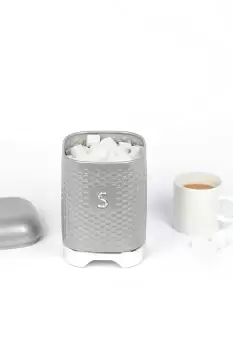 Image of Shadow Grey Retro Sugar Jar with Geometric Textured Finish