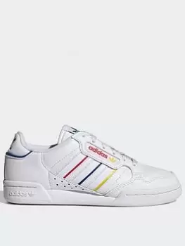 Image of adidas Originals Continental 80 Stripes Shoes, White/Yellow, Size 3.5 Older, Women