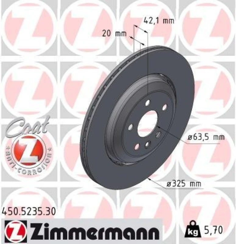 Image of ZIMMERMANN Brake disc ZIMMERMANN 450.5235.30