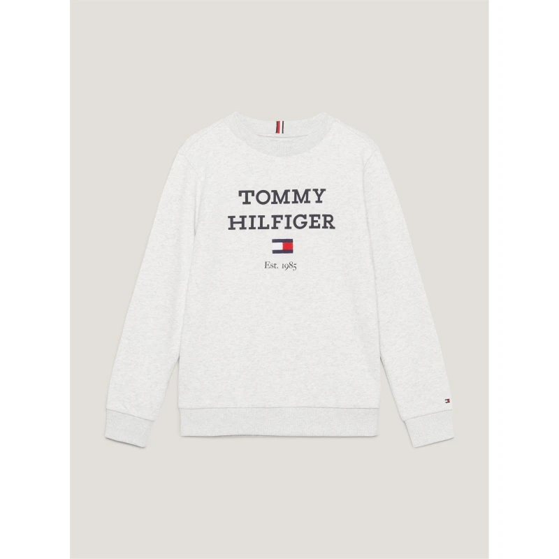 Image of Tommy Hilfiger Unisex Kids Logo Crew Sweatshirt Light Heather unisex 8Y