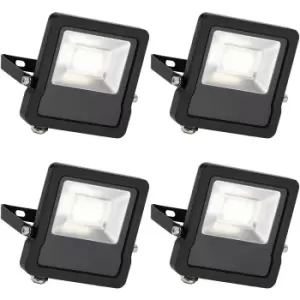 Image of 4 PACK Outdoor IP65 LED Floodlight - 20W Cool White LED - Angled Wall Bracket