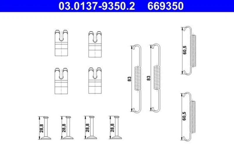 Image of Brake shoe fitting kit ATE 03.0137-9350.2